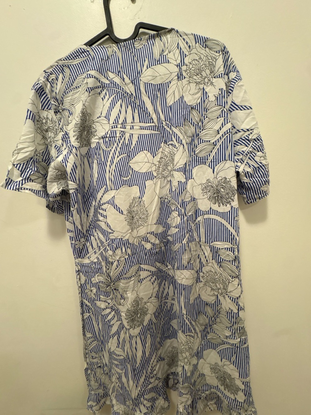 Hotkiss Blue & White Floral Stripe Kimono Cardigan Size 2XL NWT - Picture 6 of 6